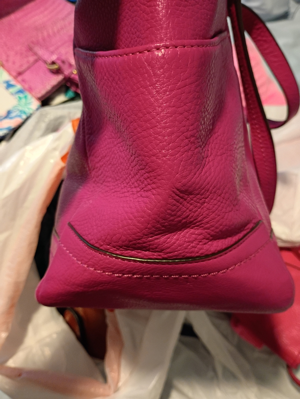 Bright Pink Butter Soft Leather CoachTote Bag W Matching Kate Spade Wallet - Picture 4 of 6
